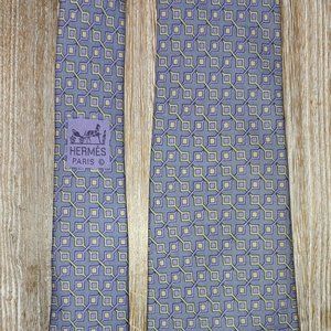 Hermes Paris- 100% Silk  Neck Tie- Blue-Gray